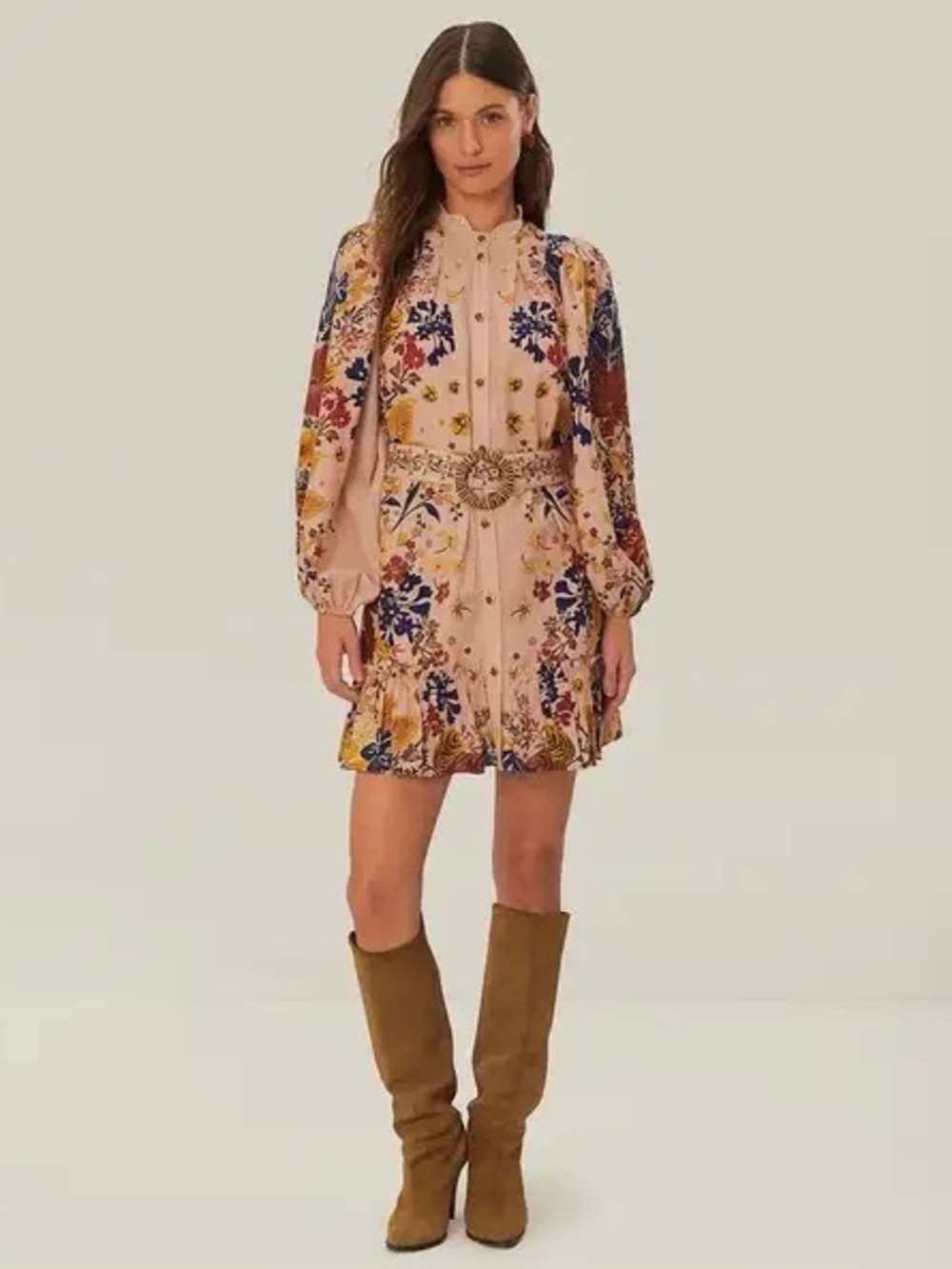 Farm Rio Pink Beauty Bouquet Puff Sleeve Mini Dress